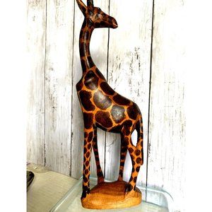 Wooden Giraffe  Vintage Handmade ,Carved wood 11.5' tall